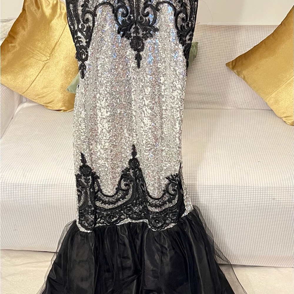 Sequin and Lace Evening Gown